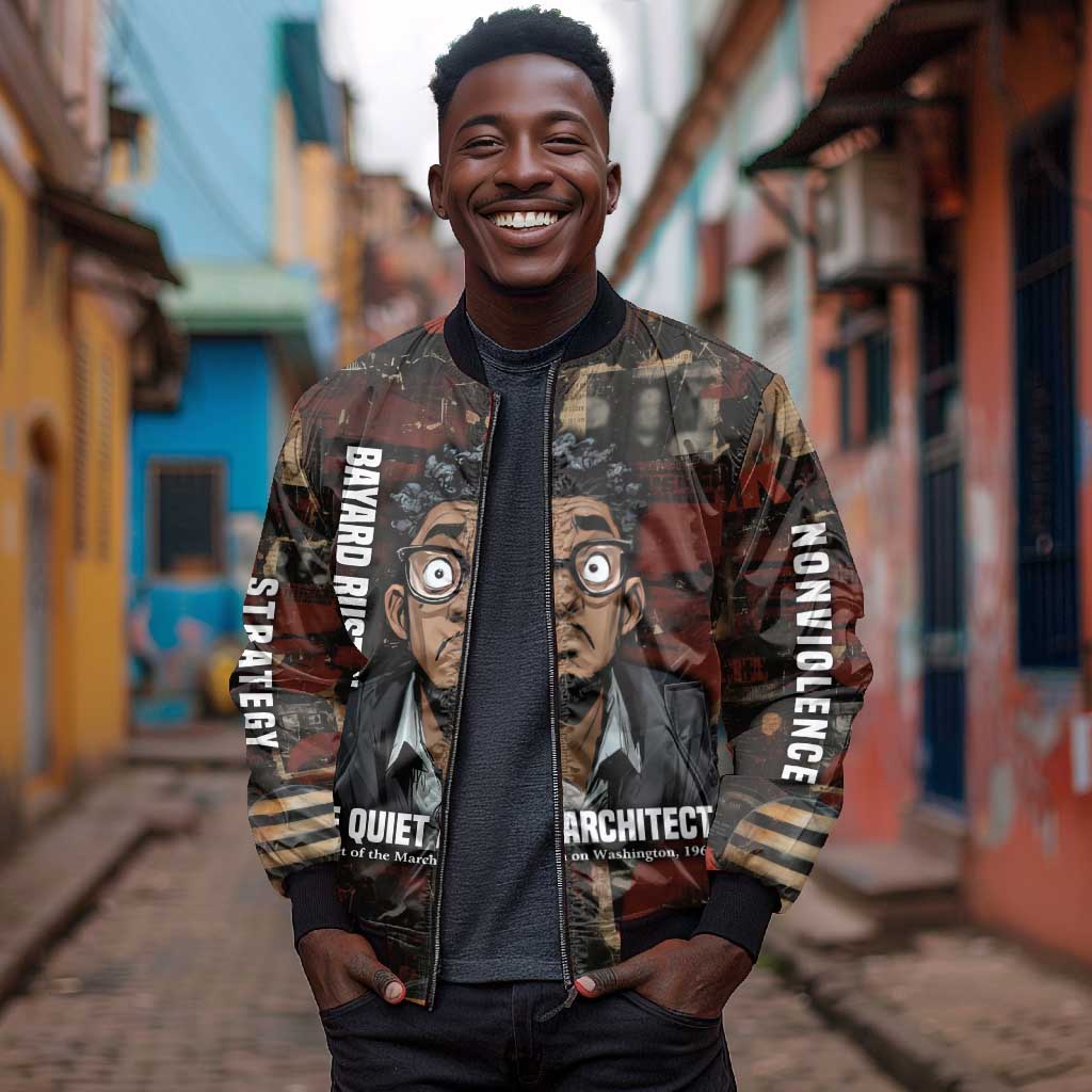 Bayard Rustin Bomber Jacket with Quiet Architect Design Strategy and Courage Civil Rights Tribute - African Pride