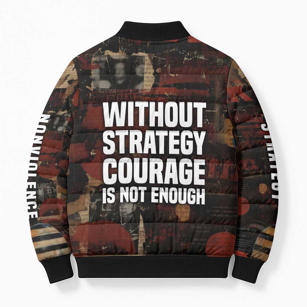 Bayard Rustin Bomber Puffer Jacket with Quiet Architect Design Strategy and Courage Civil Rights Tribute - African Pride