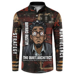 Bayard Rustin Button Sweatshirt with Quiet Architect Design Strategy and Courage Civil Rights Tribute
