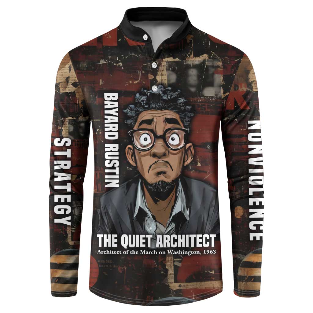 Bayard Rustin Button Sweatshirt with Quiet Architect Design Strategy and Courage Civil Rights Tribute