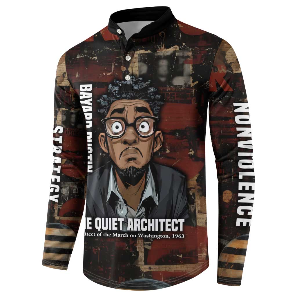 Bayard Rustin Button Sweatshirt with Quiet Architect Design Strategy and Courage Civil Rights Tribute