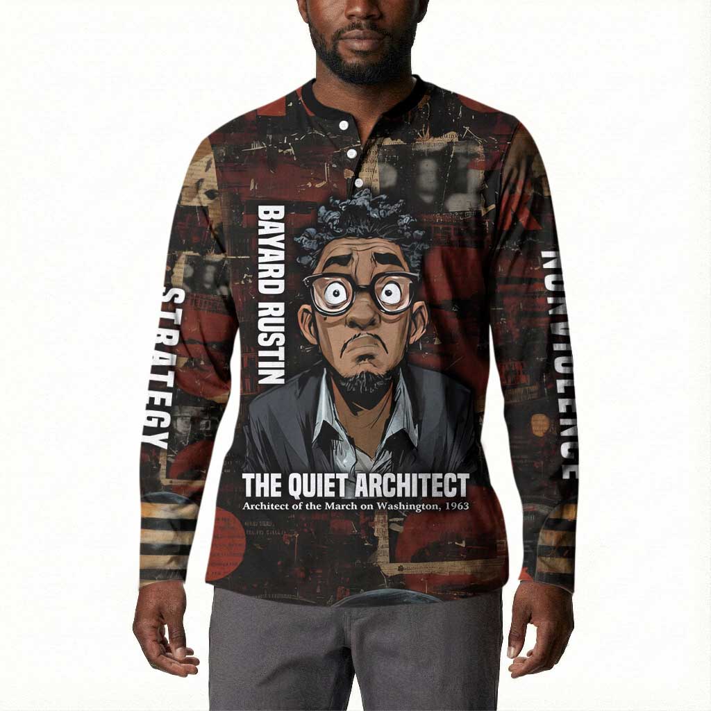 Bayard Rustin Button Sweatshirt with Quiet Architect Design Strategy and Courage Civil Rights Tribute
