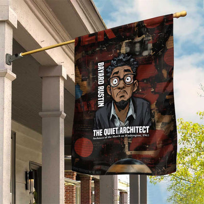 Bayard Rustin Garden Flag with Quiet Architect Design Strategy and Courage Civil Rights Tribute - African Pride