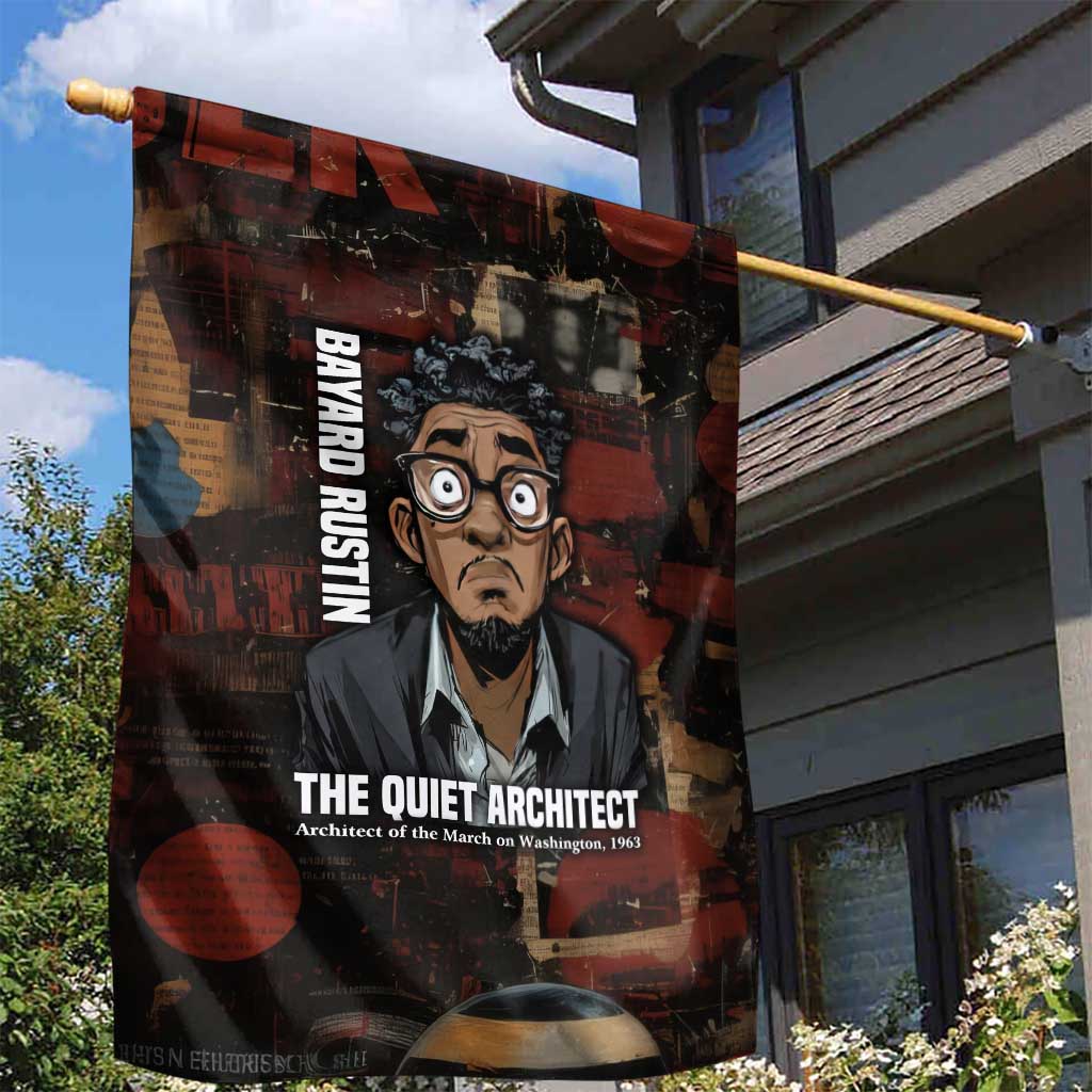 Bayard Rustin Garden Flag with Quiet Architect Design Strategy and Courage Civil Rights Tribute - African Pride