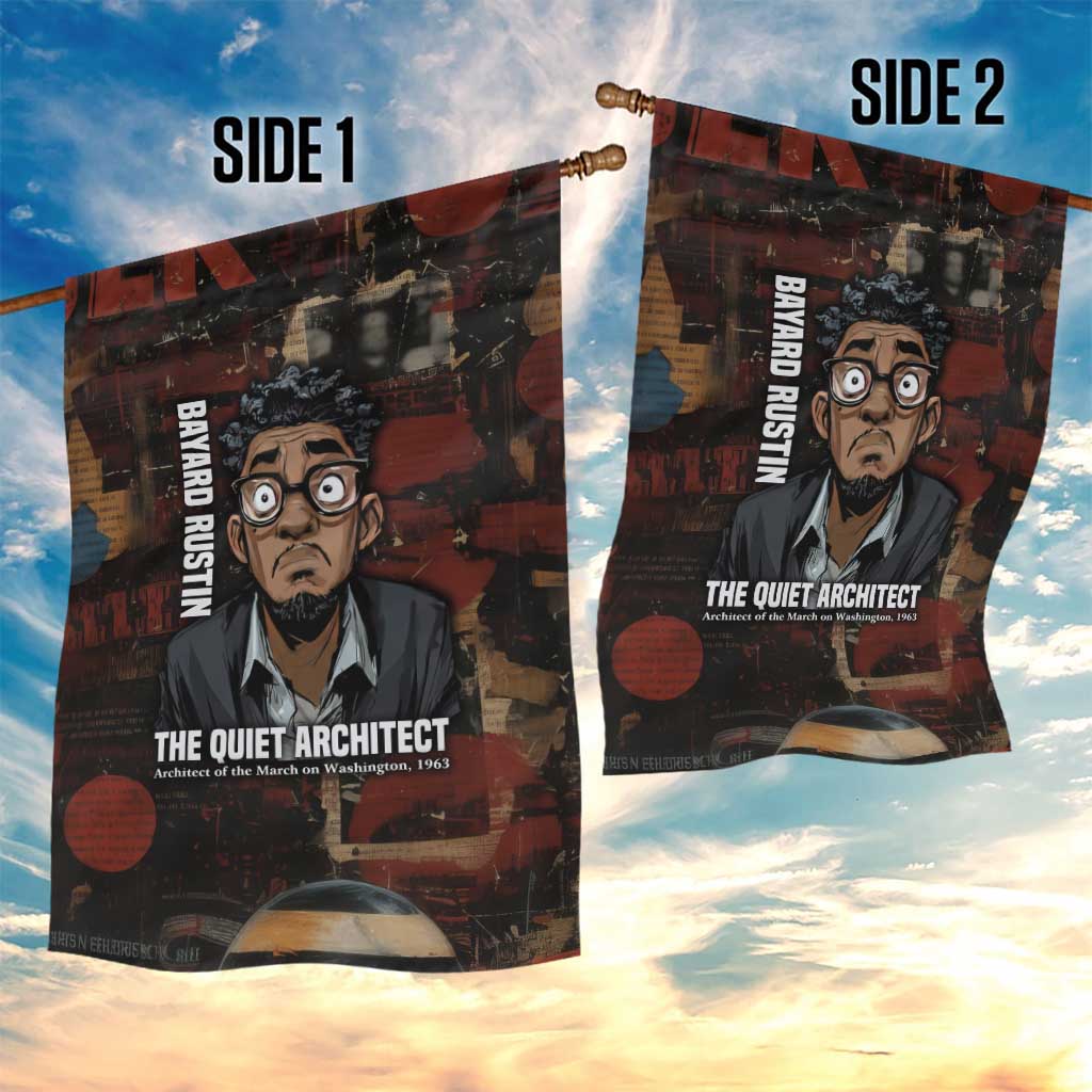 Bayard Rustin Garden Flag with Quiet Architect Design Strategy and Courage Civil Rights Tribute - African Pride