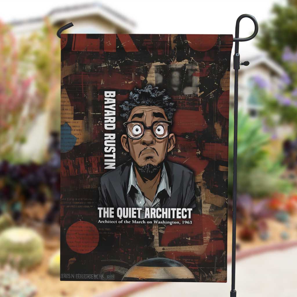 Bayard Rustin Garden Flag with Quiet Architect Design Strategy and Courage Civil Rights Tribute - African Pride