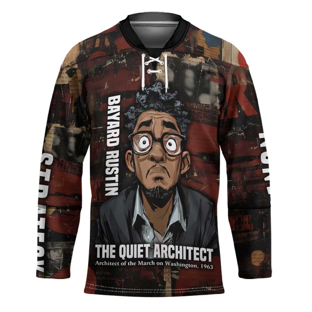 Bayard Rustin Hockey Jersey with Quiet Architect Design Strategy and Courage Civil Rights Tribute - African Pride