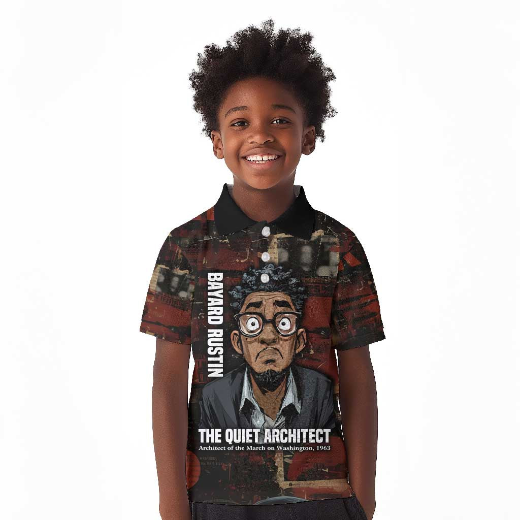 Bayard Rustin Kid Polo Shirt with Quiet Architect Design Strategy and Courage Civil Rights Tribute - African Pride