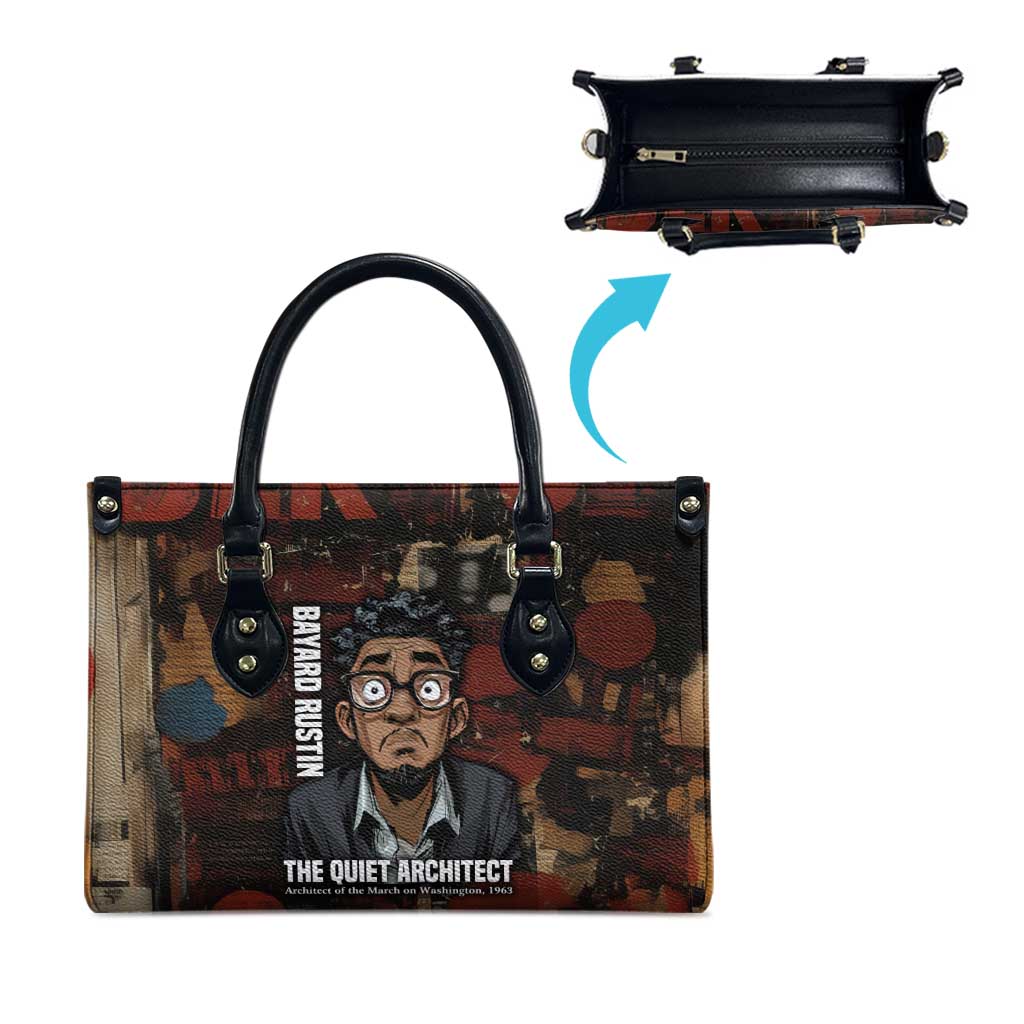 Bayard Rustin Leather Bag with Quiet Architect Design Strategy and Courage Civil Rights Tribute - African Pride