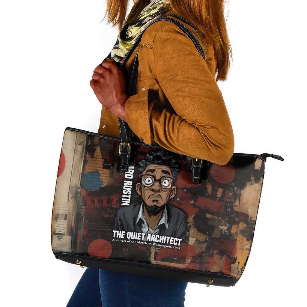 Bayard Rustin Leather Tote Bag with Quiet Architect Design Strategy and Courage Civil Rights Tribute - African Pride
