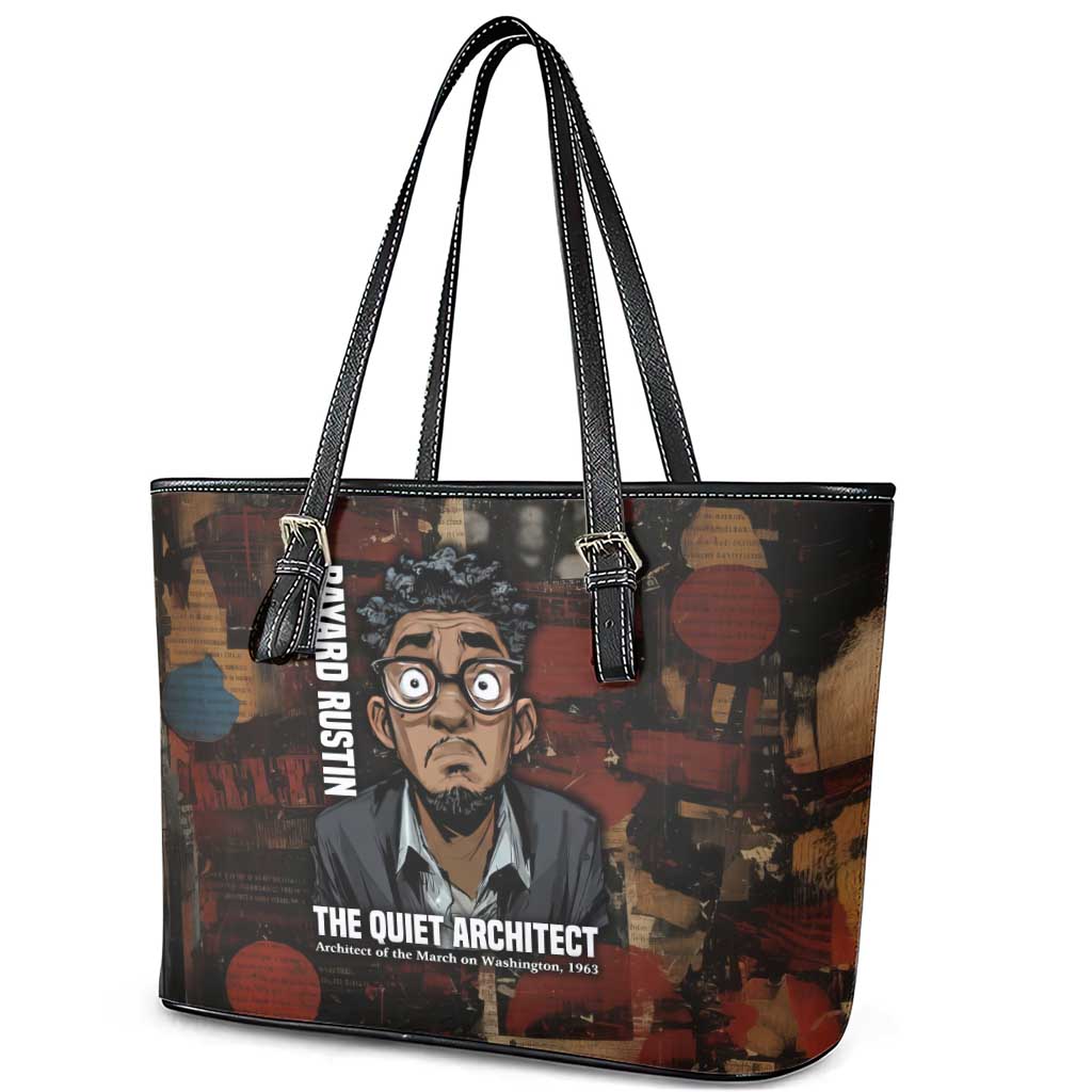 Bayard Rustin Leather Tote Bag with Quiet Architect Design Strategy and Courage Civil Rights Tribute - African Pride