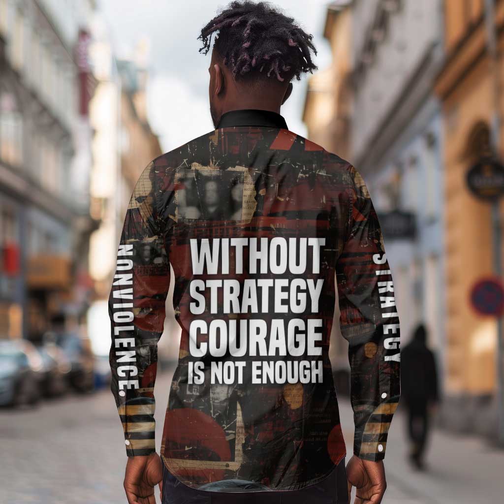 Bayard Rustin Long Sleeve Button Shirt with Quiet Architect Design Strategy and Courage Civil Rights Tribute - African Pride