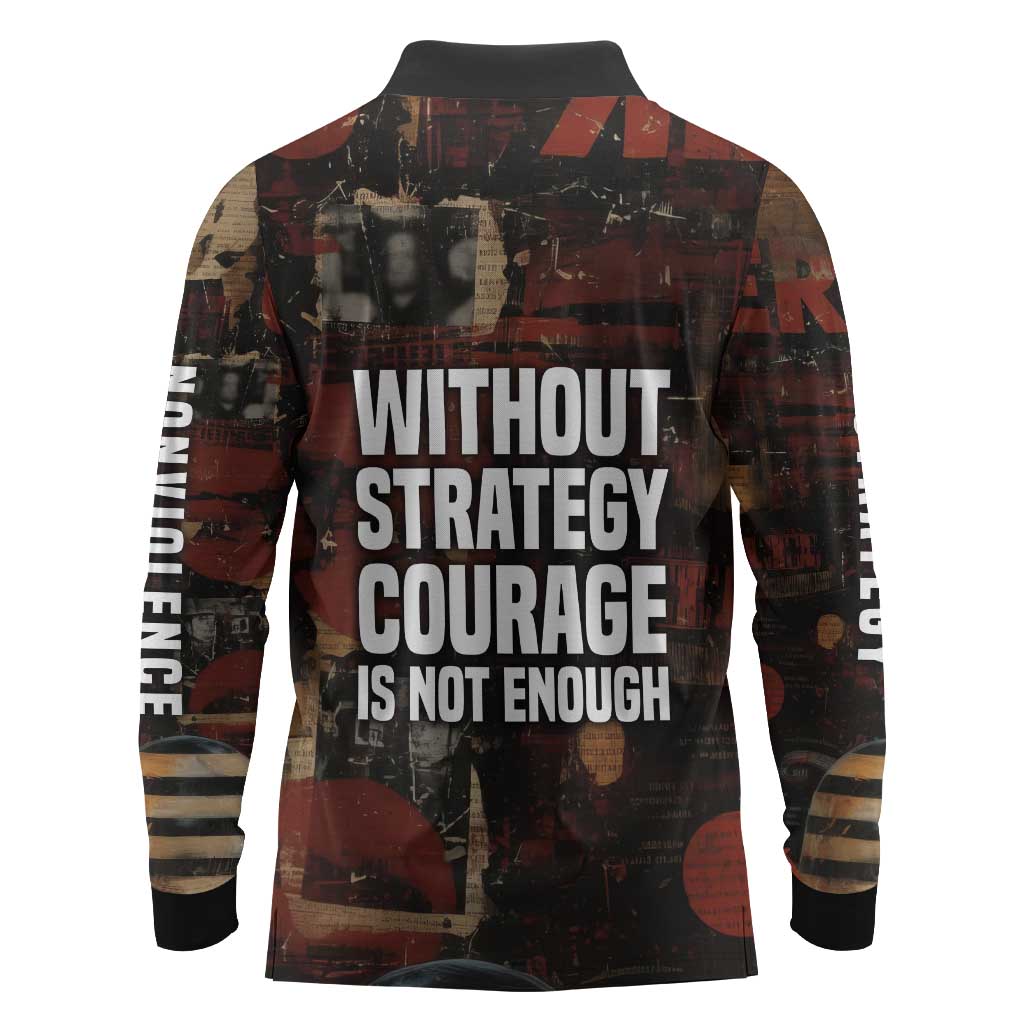 Bayard Rustin Long Sleeve Polo Shirt with Quiet Architect Design Strategy and Courage Civil Rights Tribute - African Pride