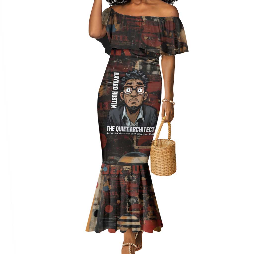Bayard Rustin Mermaid Dress with Quiet Architect Design Strategy and Courage Civil Rights Tribute - African Pride