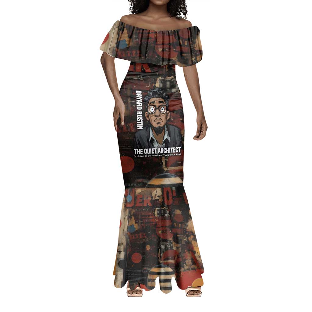 Bayard Rustin Mermaid Dress with Quiet Architect Design Strategy and Courage Civil Rights Tribute - African Pride