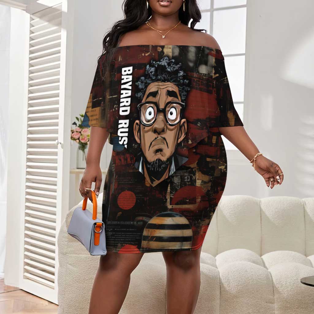 Bayard Rustin Off Shoulder Short Dress with Quiet Architect Design Strategy and Courage Civil Rights Tribute - African Pride