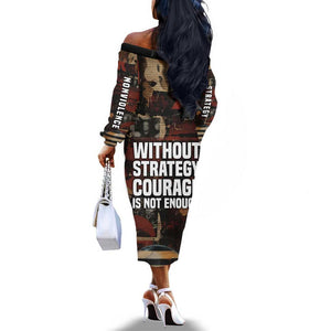 Bayard Rustin Off The Shoulder Long Sleeve Dress with Quiet Architect Design Strategy and Courage Civil Rights Tribute - African Pride