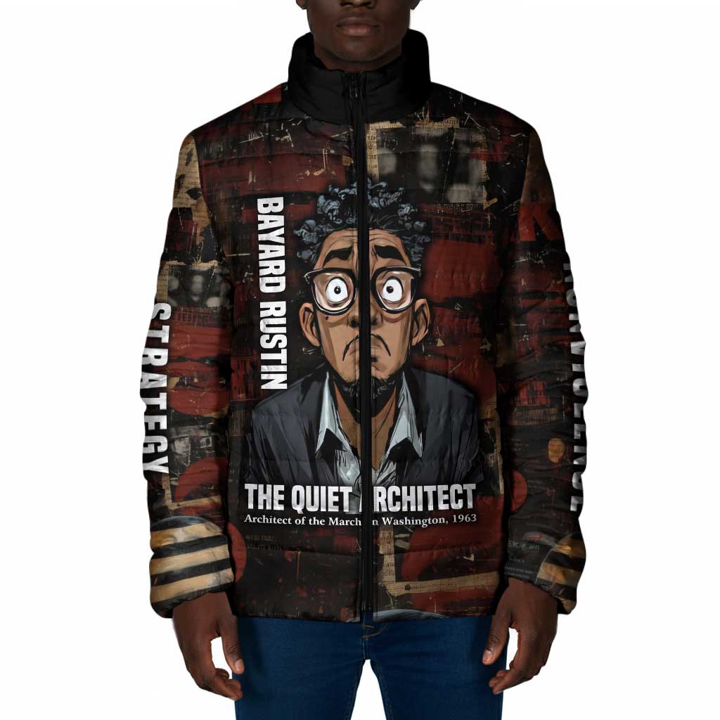 Bayard Rustin Padded Jacket with Quiet Architect Design Strategy and Courage Civil Rights Tribute - African Pride
