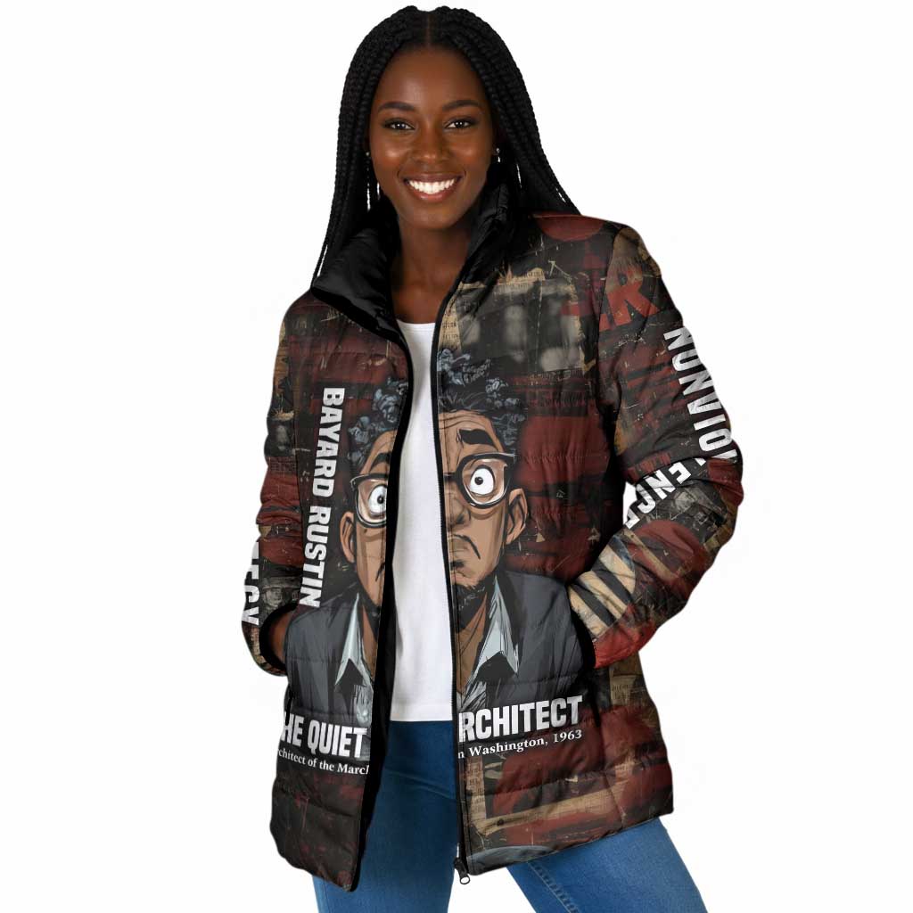 Bayard Rustin Padded Jacket with Quiet Architect Design Strategy and Courage Civil Rights Tribute - African Pride
