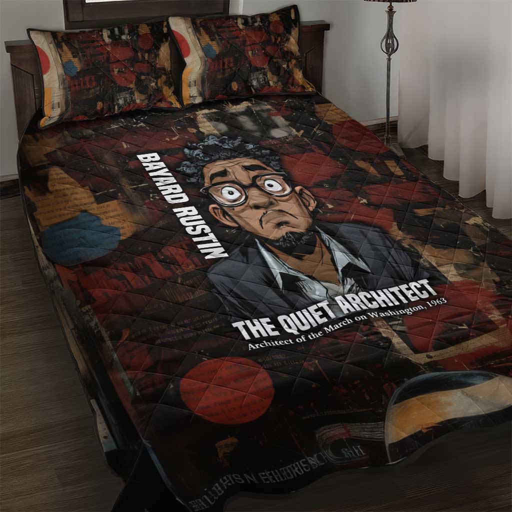 Bayard Rustin Quilt Bed Set with Quiet Architect Design Strategy and Courage Civil Rights Tribute - African Pride