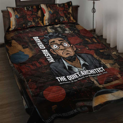 Bayard Rustin Quilt Bed Set with Quiet Architect Design Strategy and Courage Civil Rights Tribute - African Pride