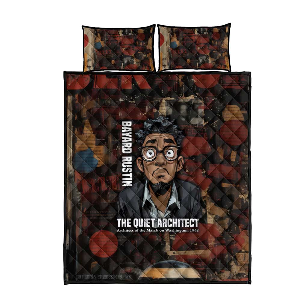Bayard Rustin Quilt Bed Set with Quiet Architect Design Strategy and Courage Civil Rights Tribute - African Pride