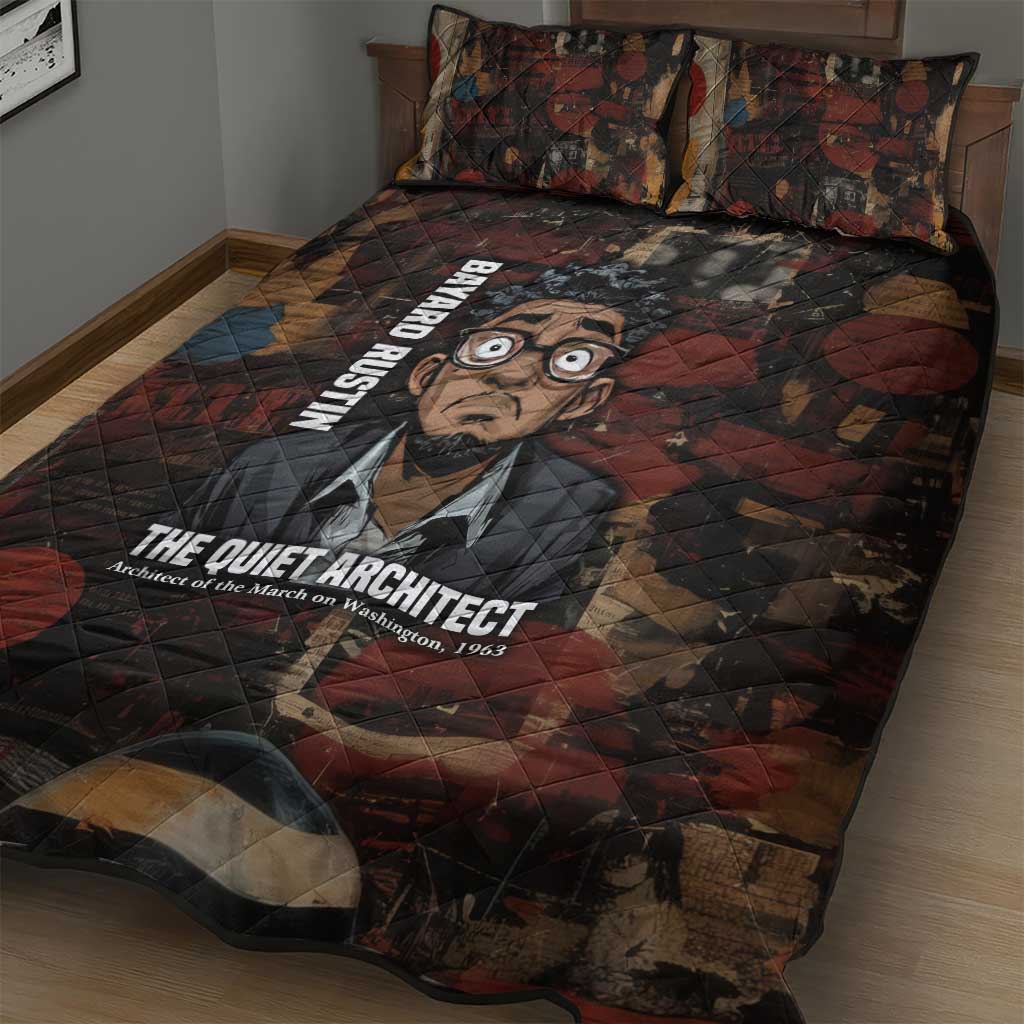 Bayard Rustin Quilt Bed Set with Quiet Architect Design Strategy and Courage Civil Rights Tribute - African Pride