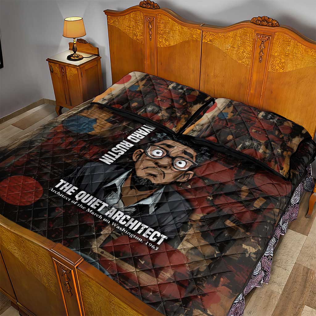 Bayard Rustin Quilt Bed Set with Quiet Architect Design Strategy and Courage Civil Rights Tribute - African Pride