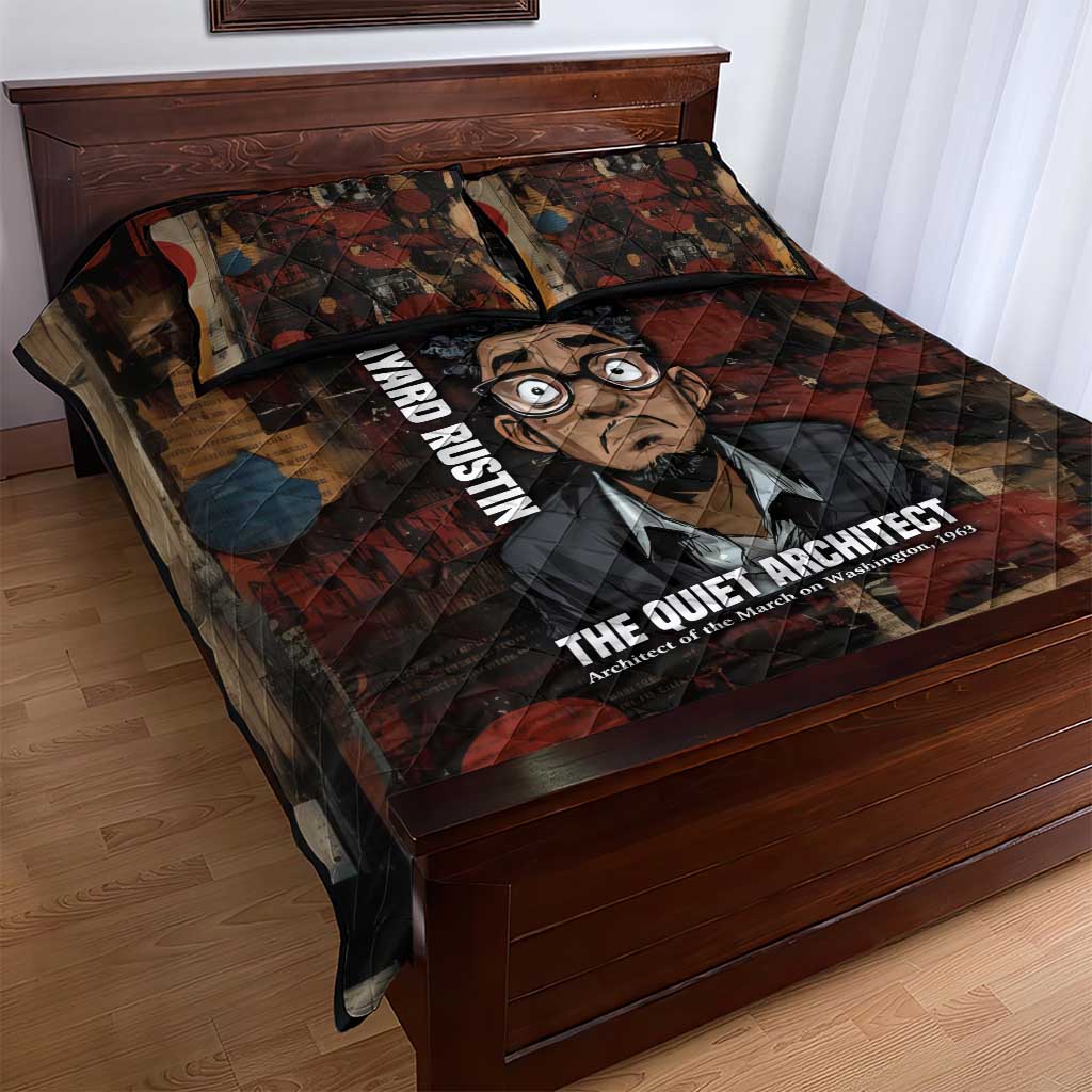 Bayard Rustin Quilt Bed Set with Quiet Architect Design Strategy and Courage Civil Rights Tribute - African Pride