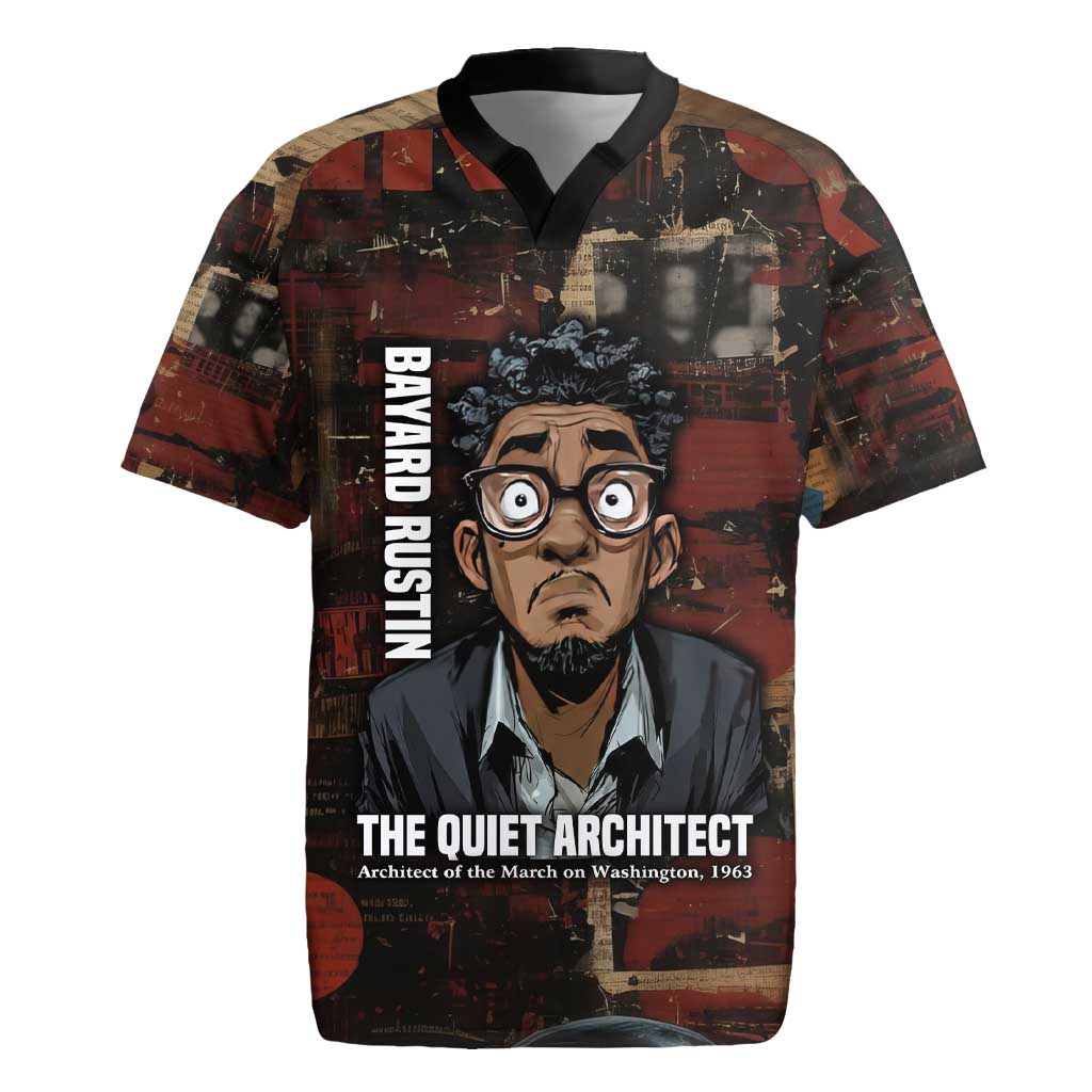 Bayard Rustin Rugby Jersey with Quiet Architect Design Strategy and Courage Civil Rights Tribute - African Pride