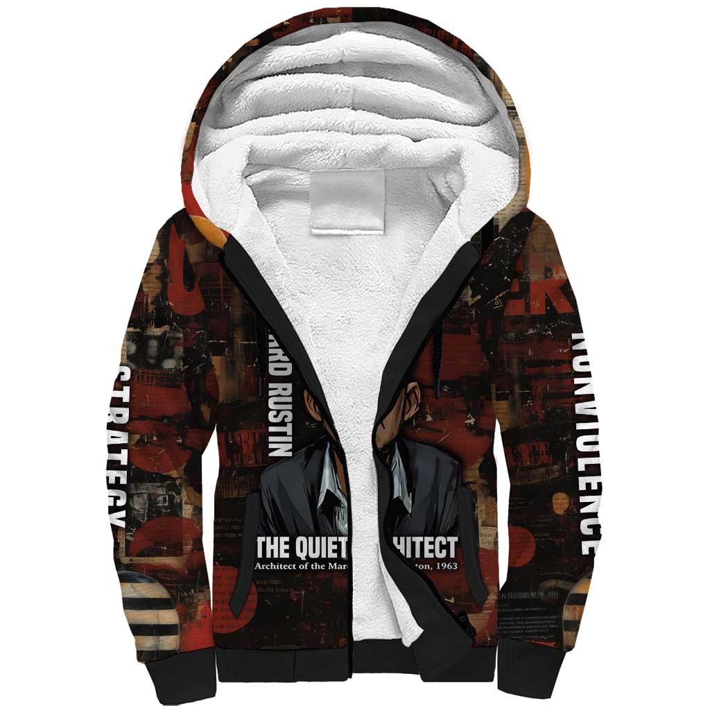 Bayard Rustin Sherpa Hoodie with Quiet Architect Design Strategy and Courage Civil Rights Tribute - African Pride