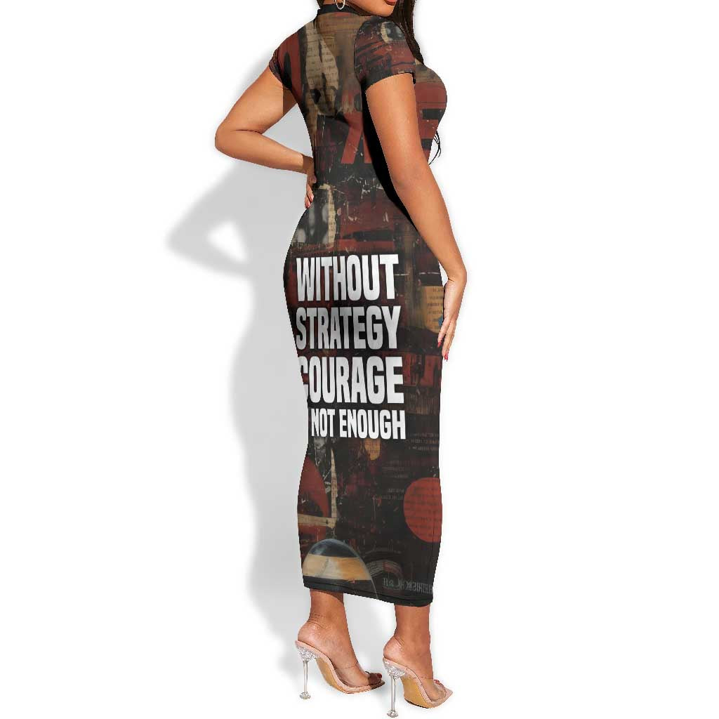 Bayard Rustin Short Sleeve Bodycon Dress with Quiet Architect Design Strategy and Courage Civil Rights Tribute - African Pride