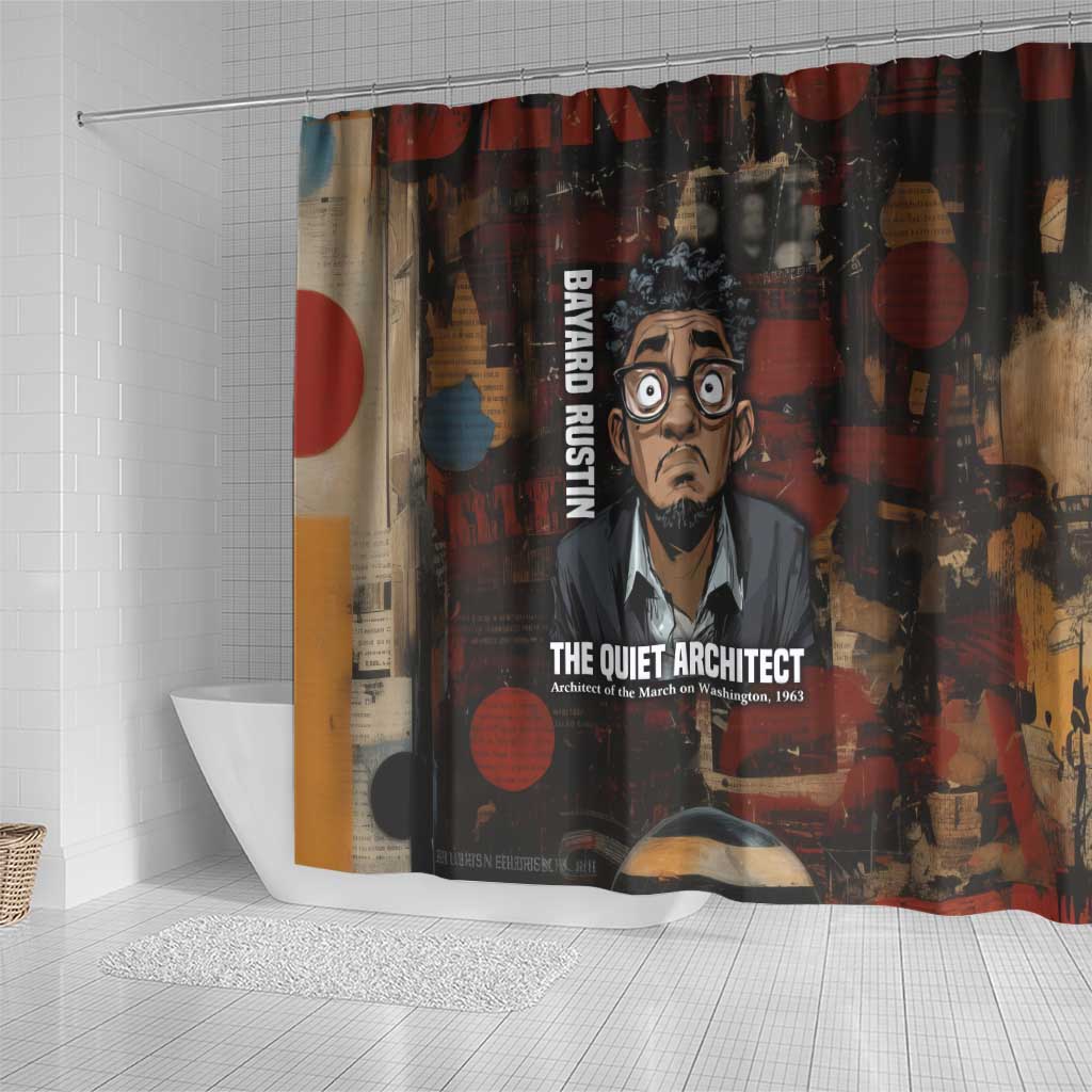 Bayard Rustin Shower Curtain with Quiet Architect Design Strategy and Courage Civil Rights Tribute - African Pride