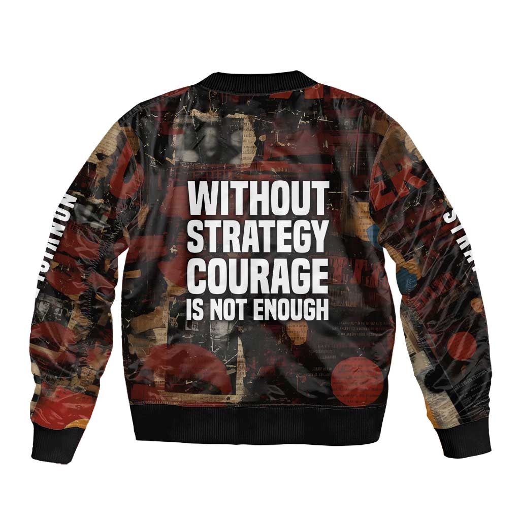 Bayard Rustin Sleeve Zip Bomber Jacket with Quiet Architect Design Strategy and Courage Civil Rights Tribute - African Pride