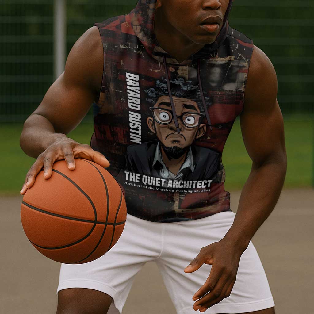 Bayard Rustin Sleeveless Hoodie with Quiet Architect Design Strategy and Courage Civil Rights Tribute - African Pride