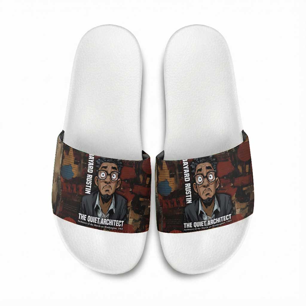 Bayard Rustin Slide Sandals with Quiet Architect Design Strategy and Courage Civil Rights Tribute - African Pride