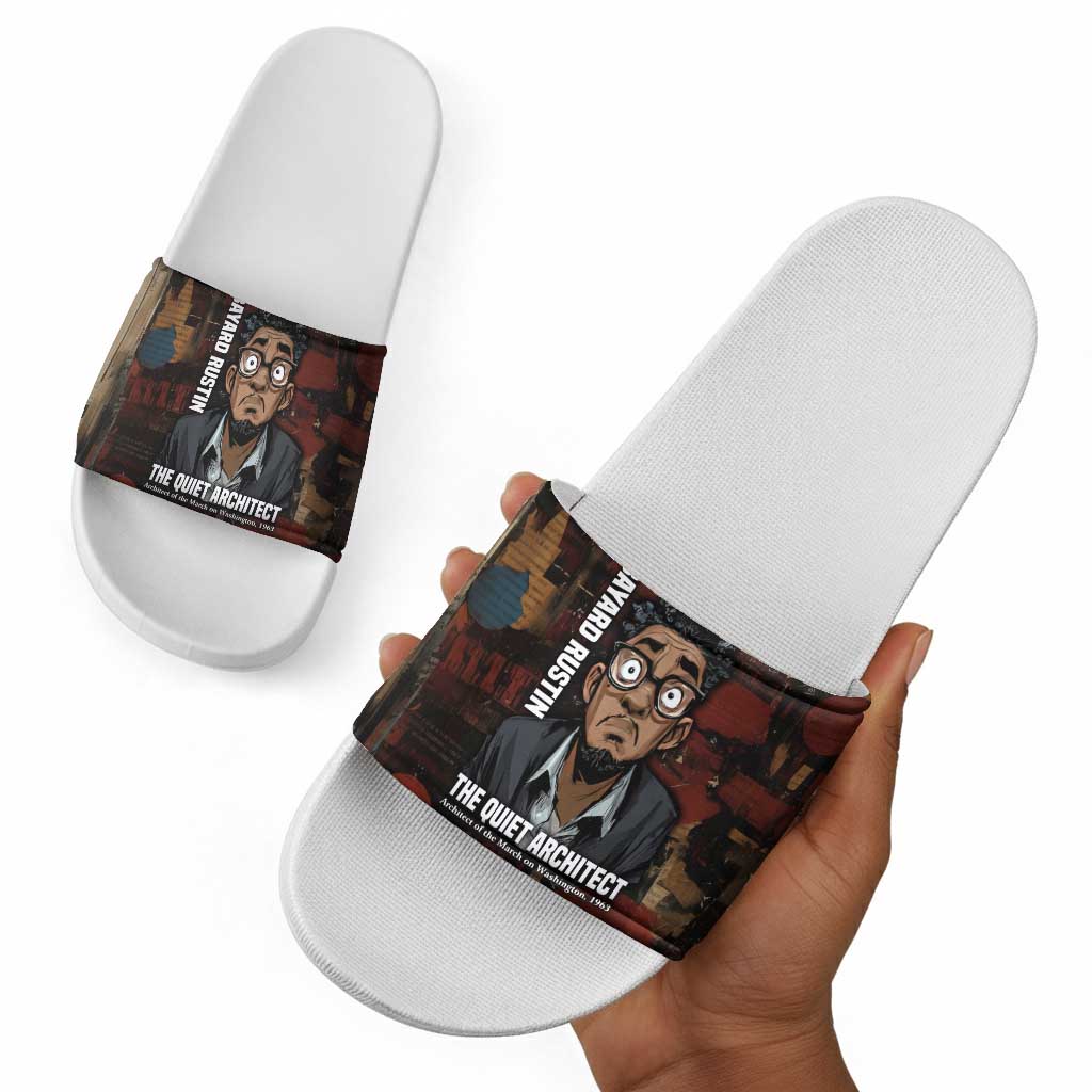 Bayard Rustin Slide Sandals with Quiet Architect Design Strategy and Courage Civil Rights Tribute - African Pride