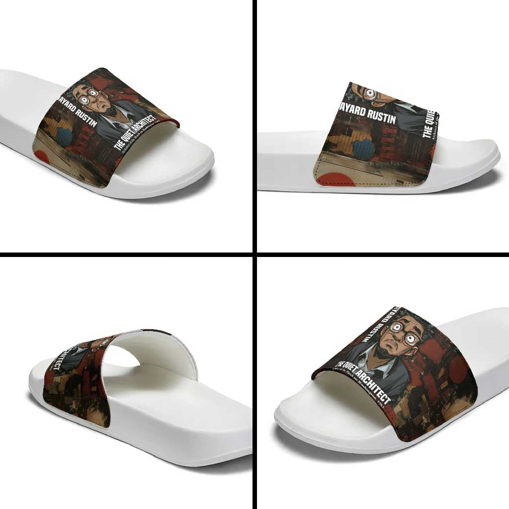Bayard Rustin Slide Sandals with Quiet Architect Design Strategy and Courage Civil Rights Tribute - African Pride