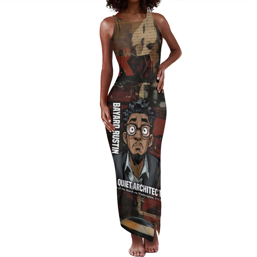 Bayard Rustin Tank Maxi Dress with Quiet Architect Design Strategy and Courage Civil Rights Tribute - African Pride