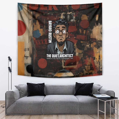 Bayard Rustin Tapestry with Quiet Architect Design Strategy and Courage Civil Rights Tribute - African Pride