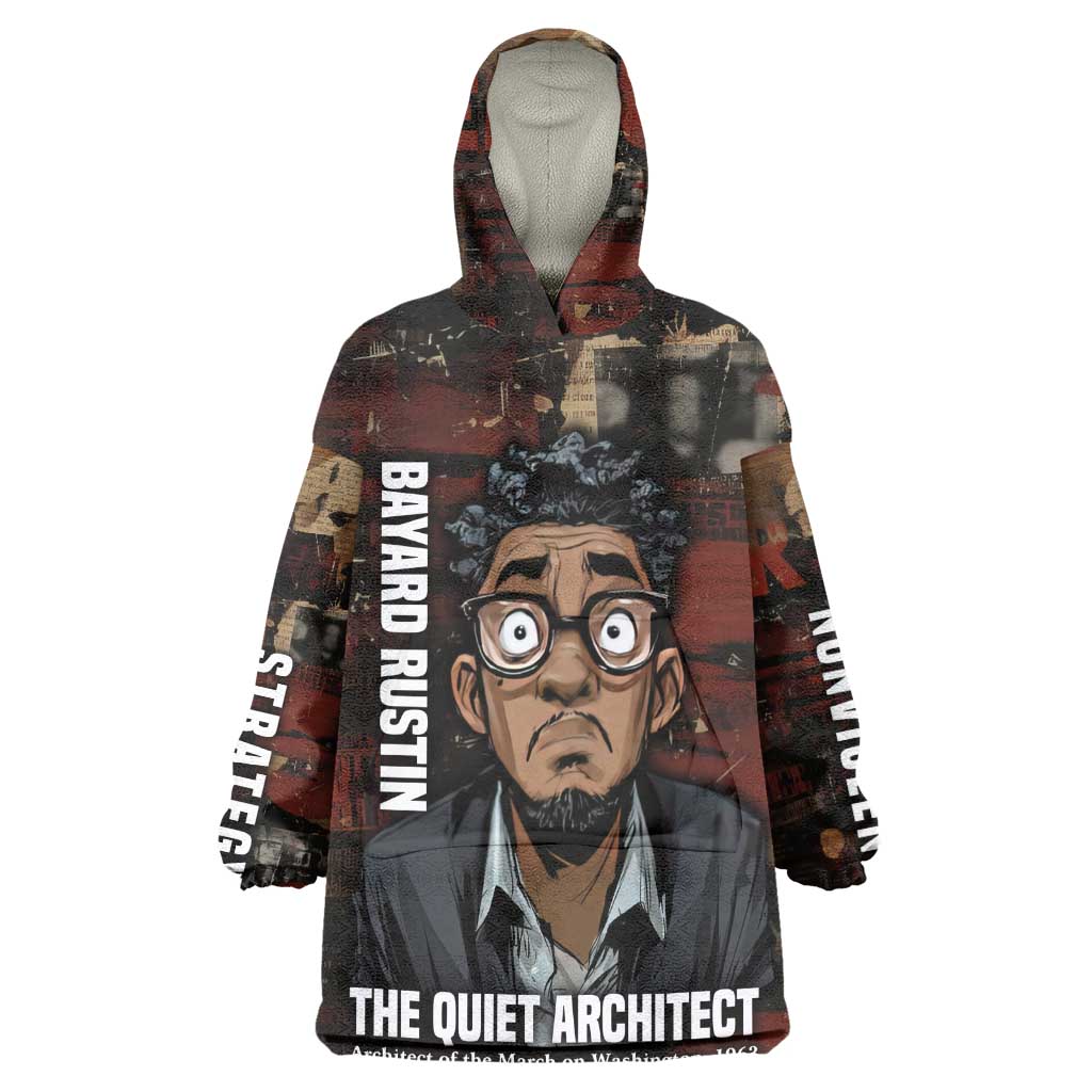 Bayard Rustin Wearable Blanket Hoodie with Quiet Architect Design Strategy and Courage Civil Rights Tribute - African Pride