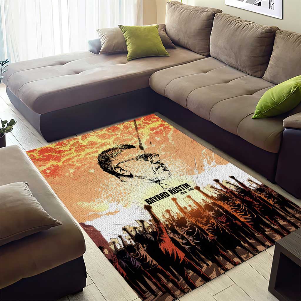 Bayard Rustin Area Rug with Radical Nonviolence Design Protest Crowd and Courage Civil Rights Tribute - African Pride