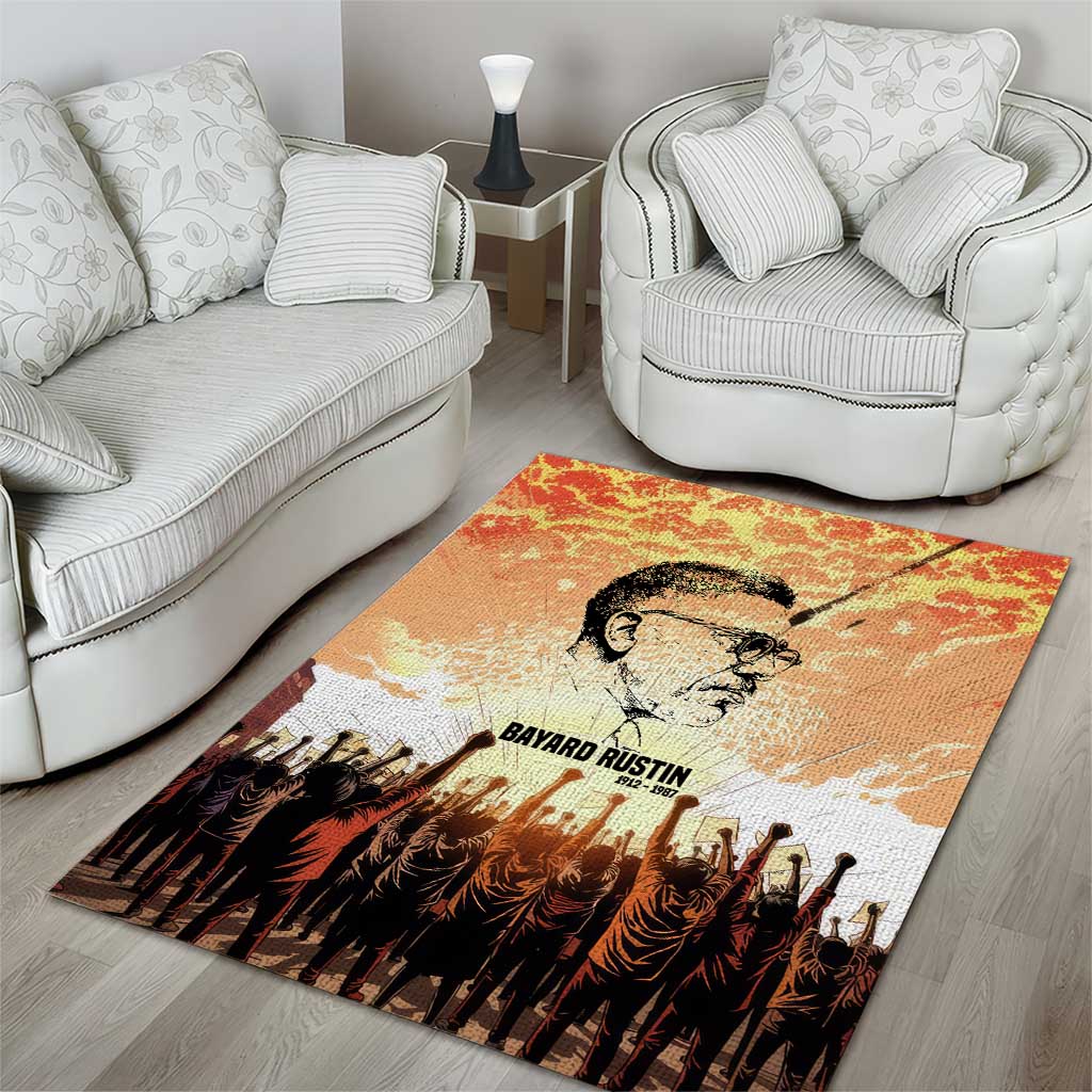 Bayard Rustin Area Rug with Radical Nonviolence Design Protest Crowd and Courage Civil Rights Tribute - African Pride