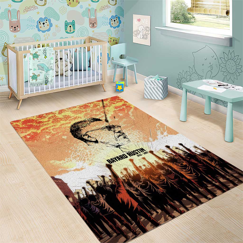 Bayard Rustin Area Rug with Radical Nonviolence Design Protest Crowd and Courage Civil Rights Tribute - African Pride
