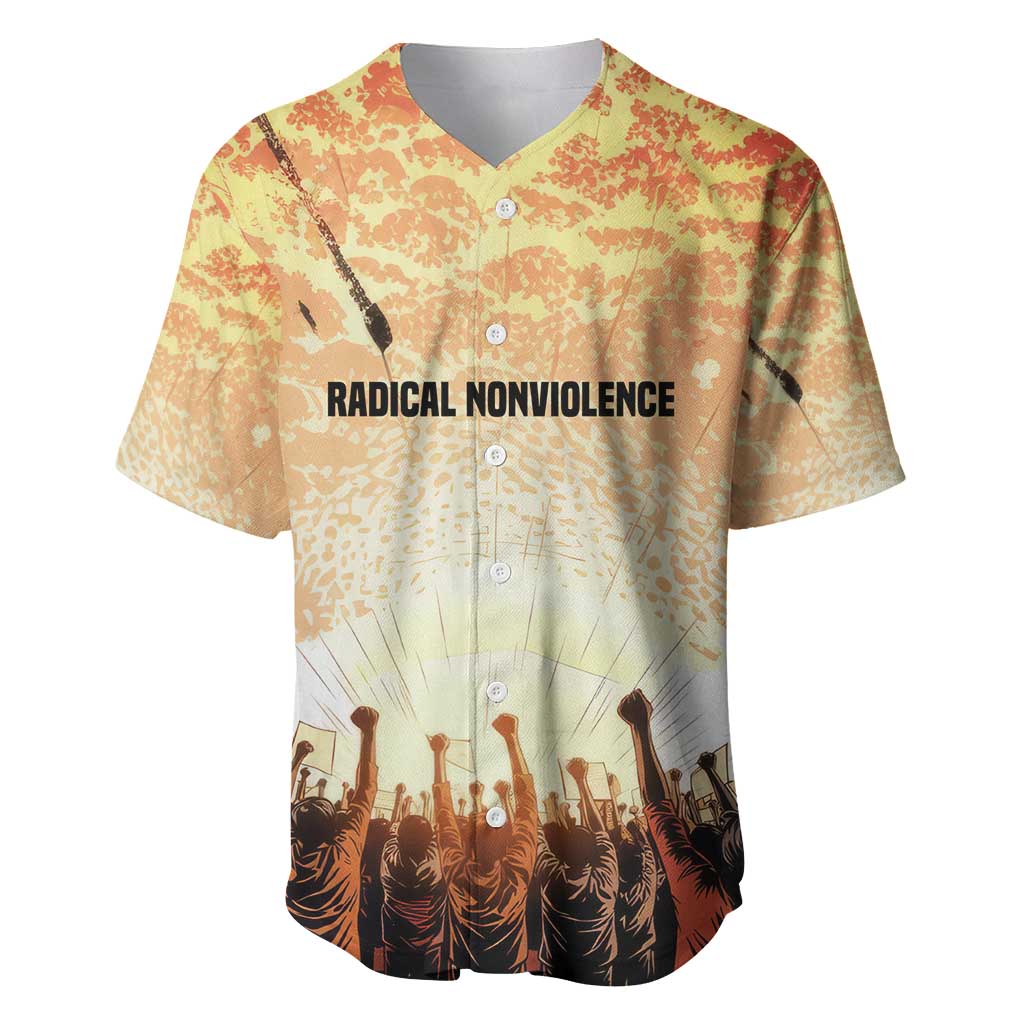 Bayard Rustin Baseball Jersey with Radical Nonviolence Design Protest Crowd and Courage Civil Rights Tribute - African Pride