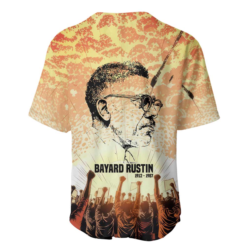 Bayard Rustin Baseball Jersey with Radical Nonviolence Design Protest Crowd and Courage Civil Rights Tribute - African Pride