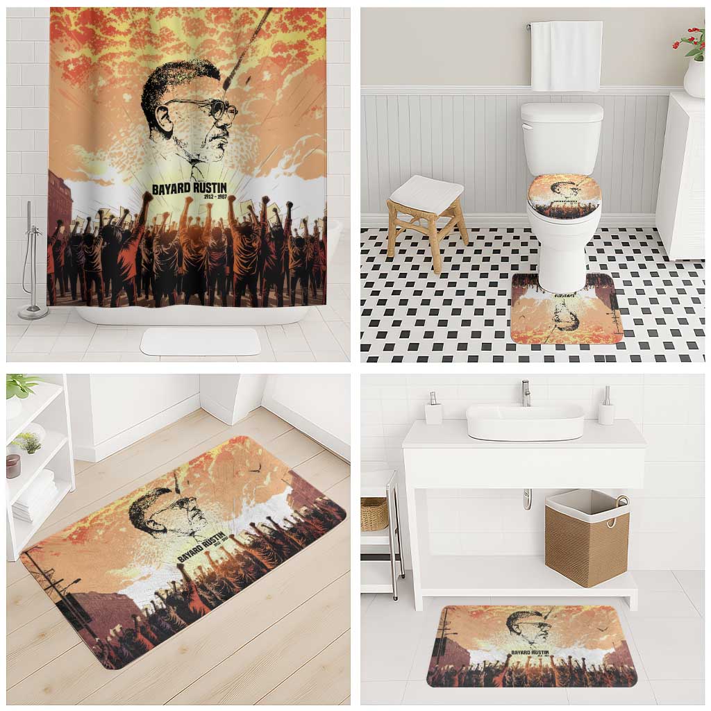 Bayard Rustin Bathroom Set with Radical Nonviolence Design Protest Crowd and Courage Civil Rights Tribute - African Pride