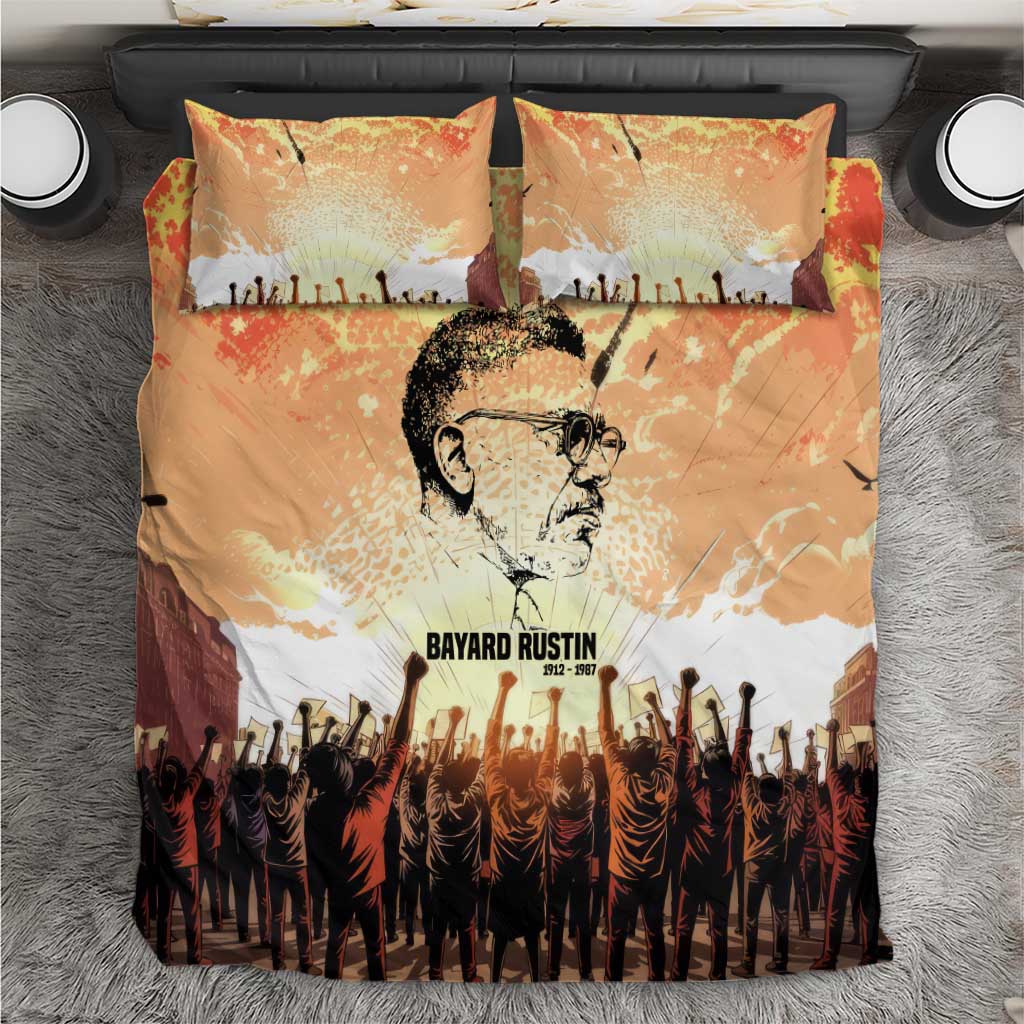 Bayard Rustin Bedding Set with Radical Nonviolence Design Protest Crowd and Courage Civil Rights Tribute - African Pride