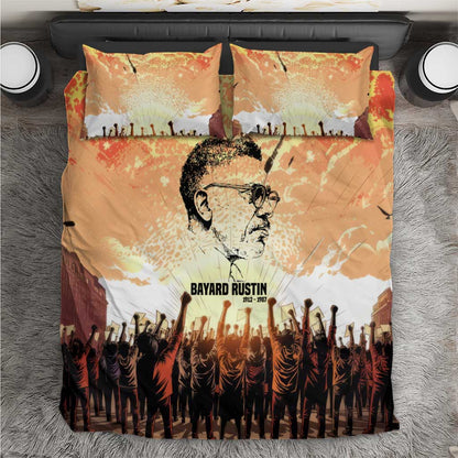 Bayard Rustin Bedding Set with Radical Nonviolence Design Protest Crowd and Courage Civil Rights Tribute - African Pride