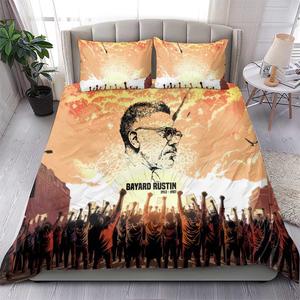 Bayard Rustin Bedding Set with Radical Nonviolence Design Protest Crowd and Courage Civil Rights Tribute - African Pride